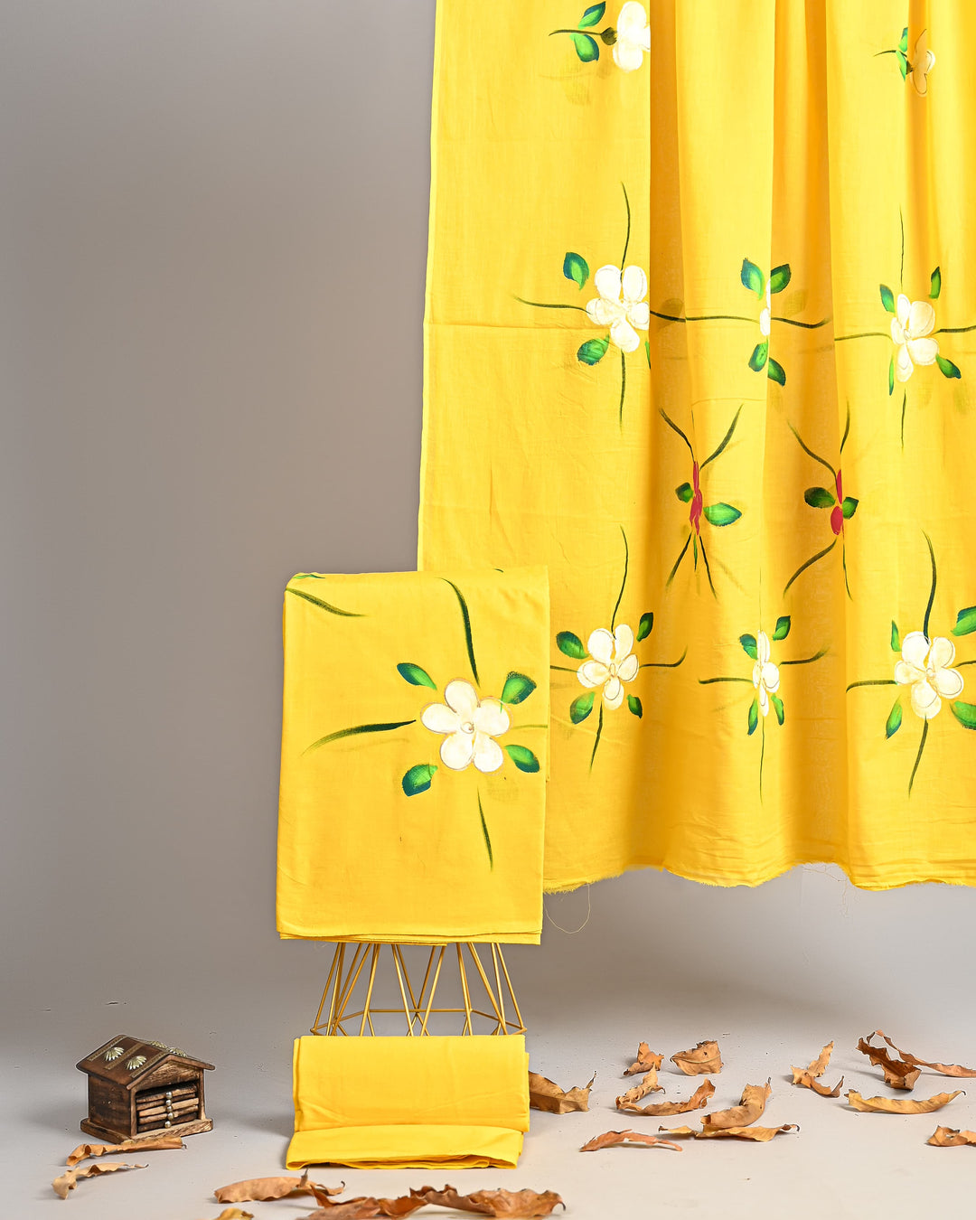 Pure Cotton Hand Block Printed Unstitched Suit Set With Cotton Dupatta .