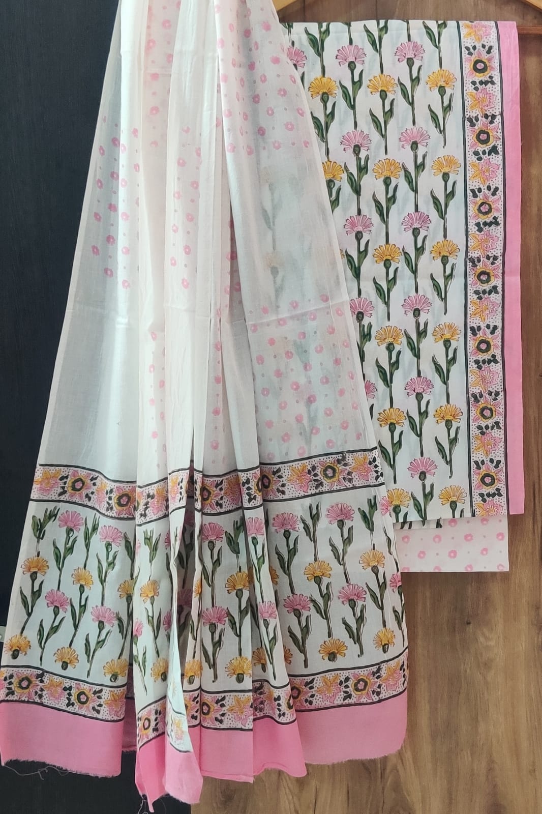 Pure Cotton Hand Block Print Unstitched Suit