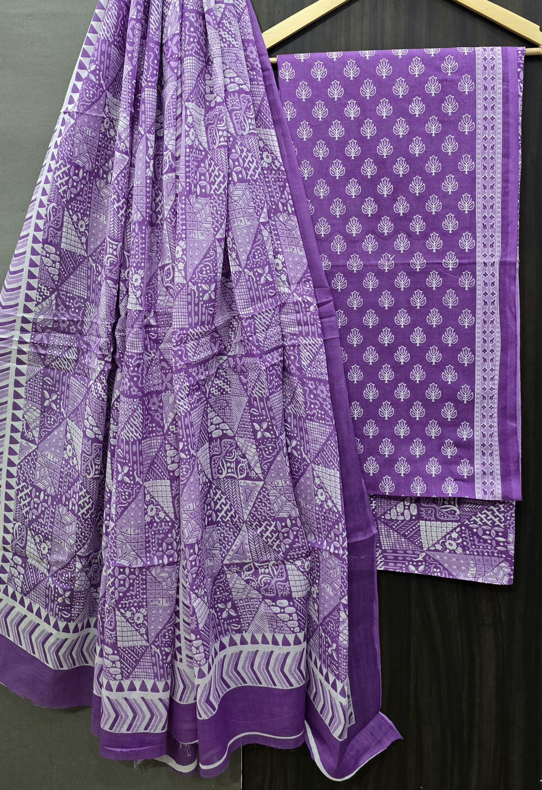 Pure Cotton Hand Block Print Unstitched Suit