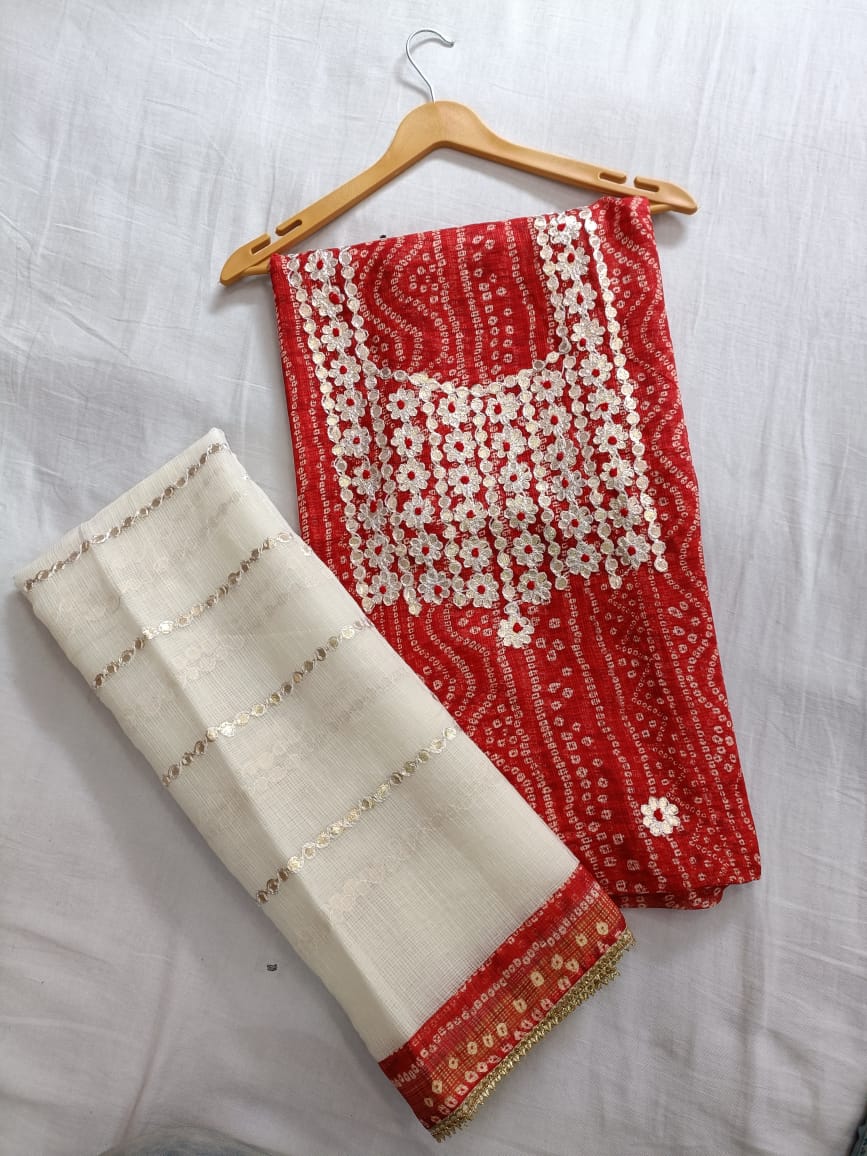 Kota Doriya Gotta Patti Work Unstitched Suit.