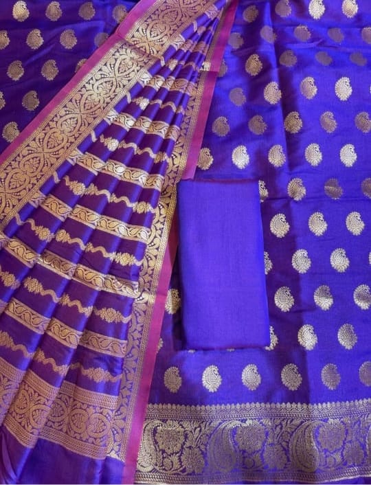 Banarasi Soft Silk Unstitched Suit.