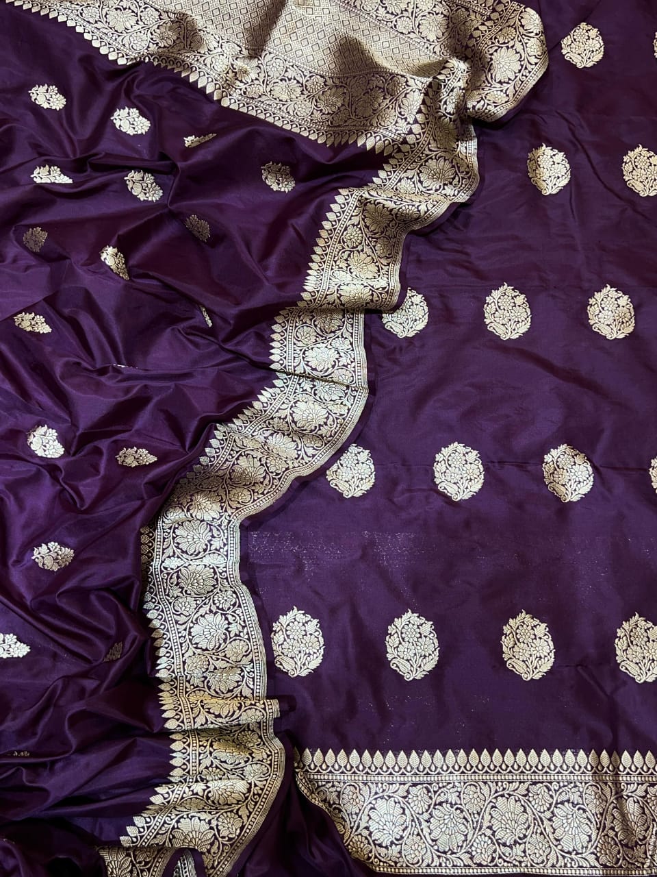 Pure Katan Silk Khadwa Work 3 PC Unstitched Suit
