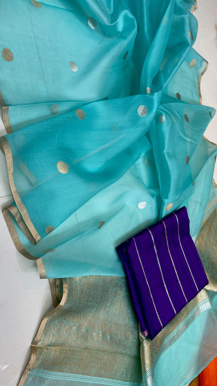 Pure Kora Organza Silk Handloom Zari Work Saree.