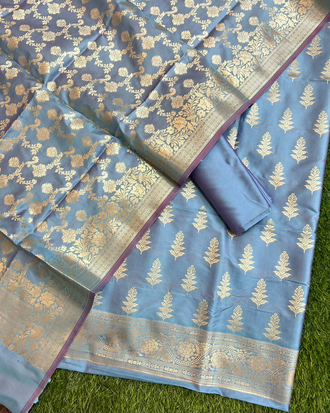 Exclusive Banarasi Silk 3 pc Unstitched suit .