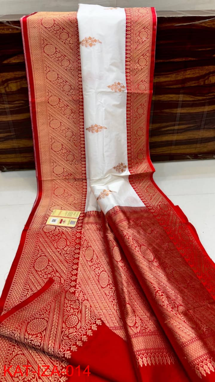 Pure Banarasi Katan Silk Saree With Antique Zari Work .