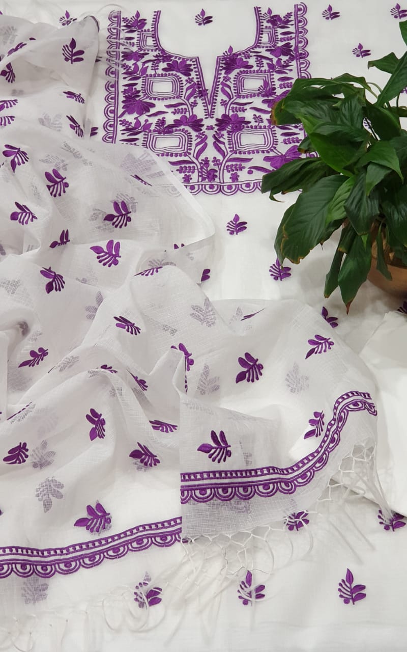 Pure Kota Doriya Embroidered Unstitched Suit With Dupatta