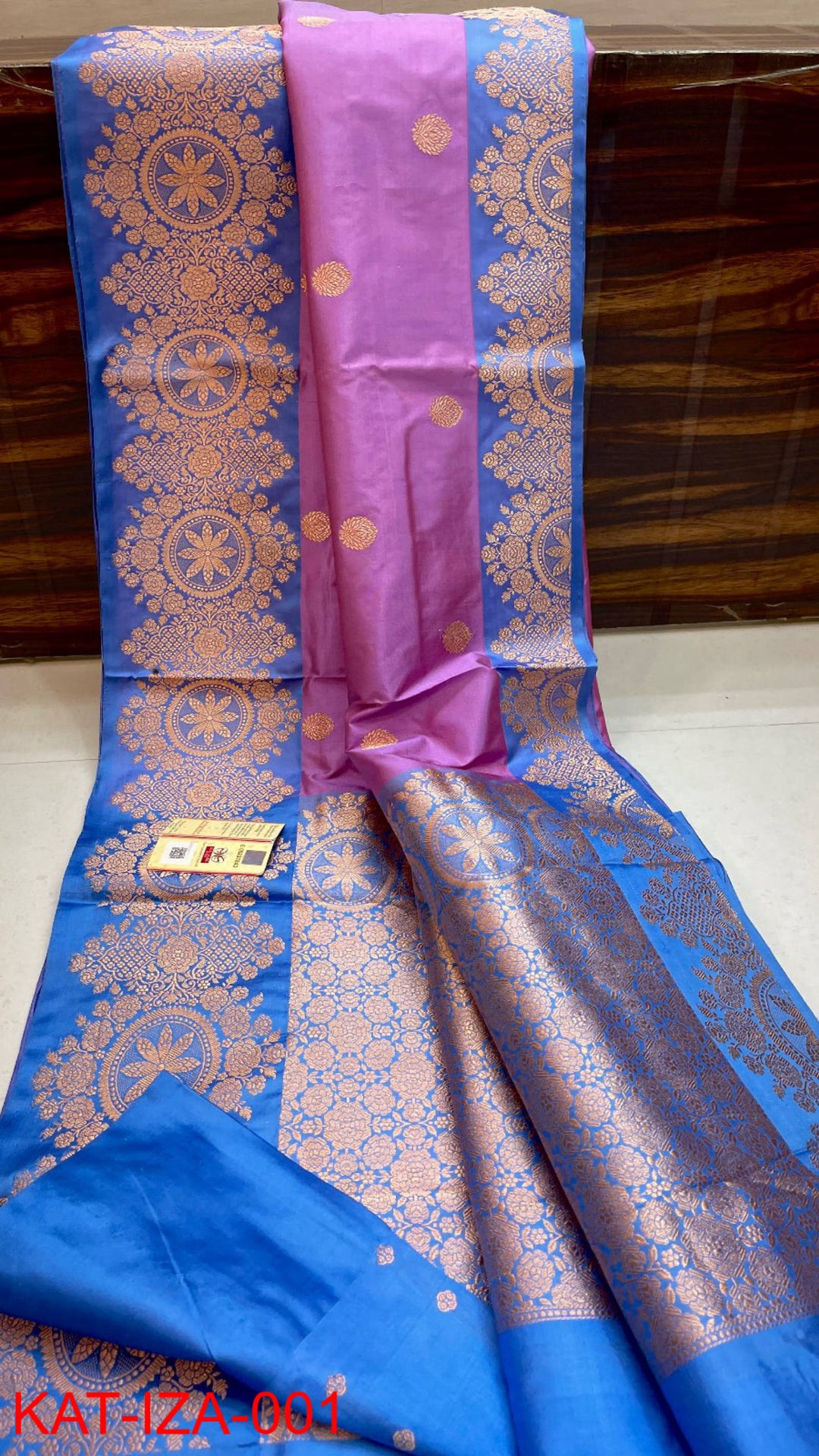 Pure Banarasi Katan Silk Saree With Antique Zari Work.