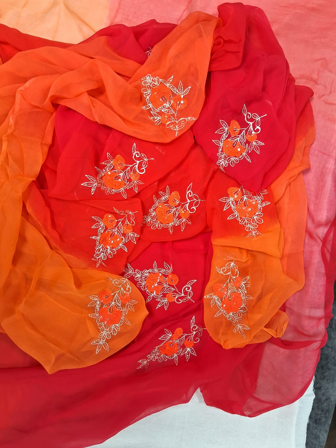 Pure Dimond Chiffon Cutdana Hand Work Morpankh Saree With Running Blouse