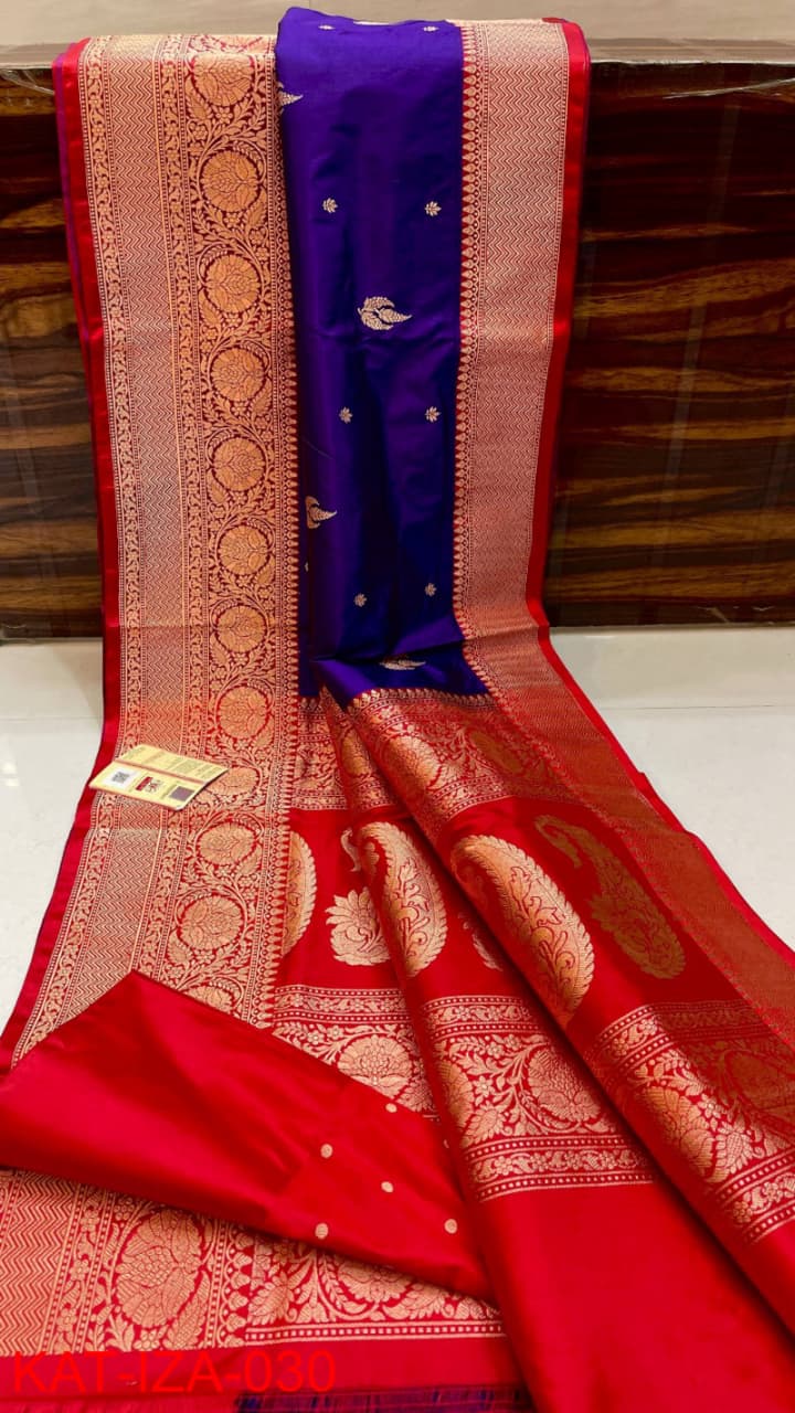 Pure Banarasi Katan Silk Saree With Antique Zari Work .
