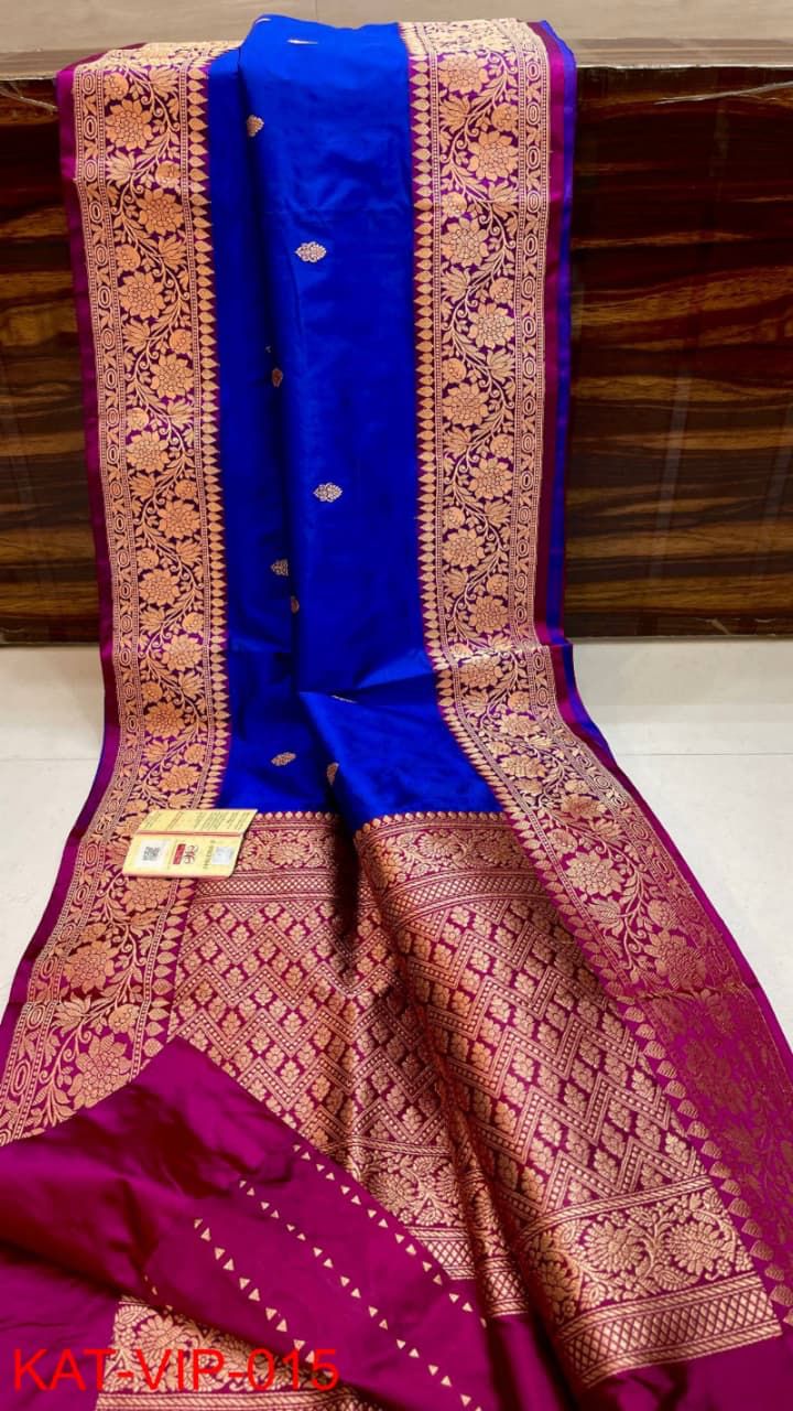 Pure Banarasi Katan Silk Saree With Antique Zari Work .