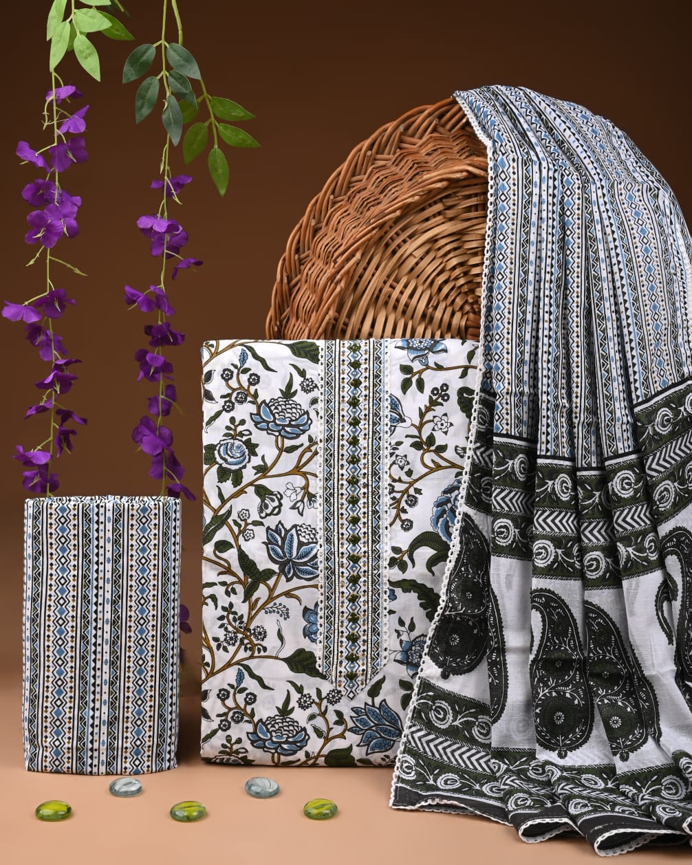 Pure Cotton Gotta patti Work unstitched Suit With Cotton Dupatta.