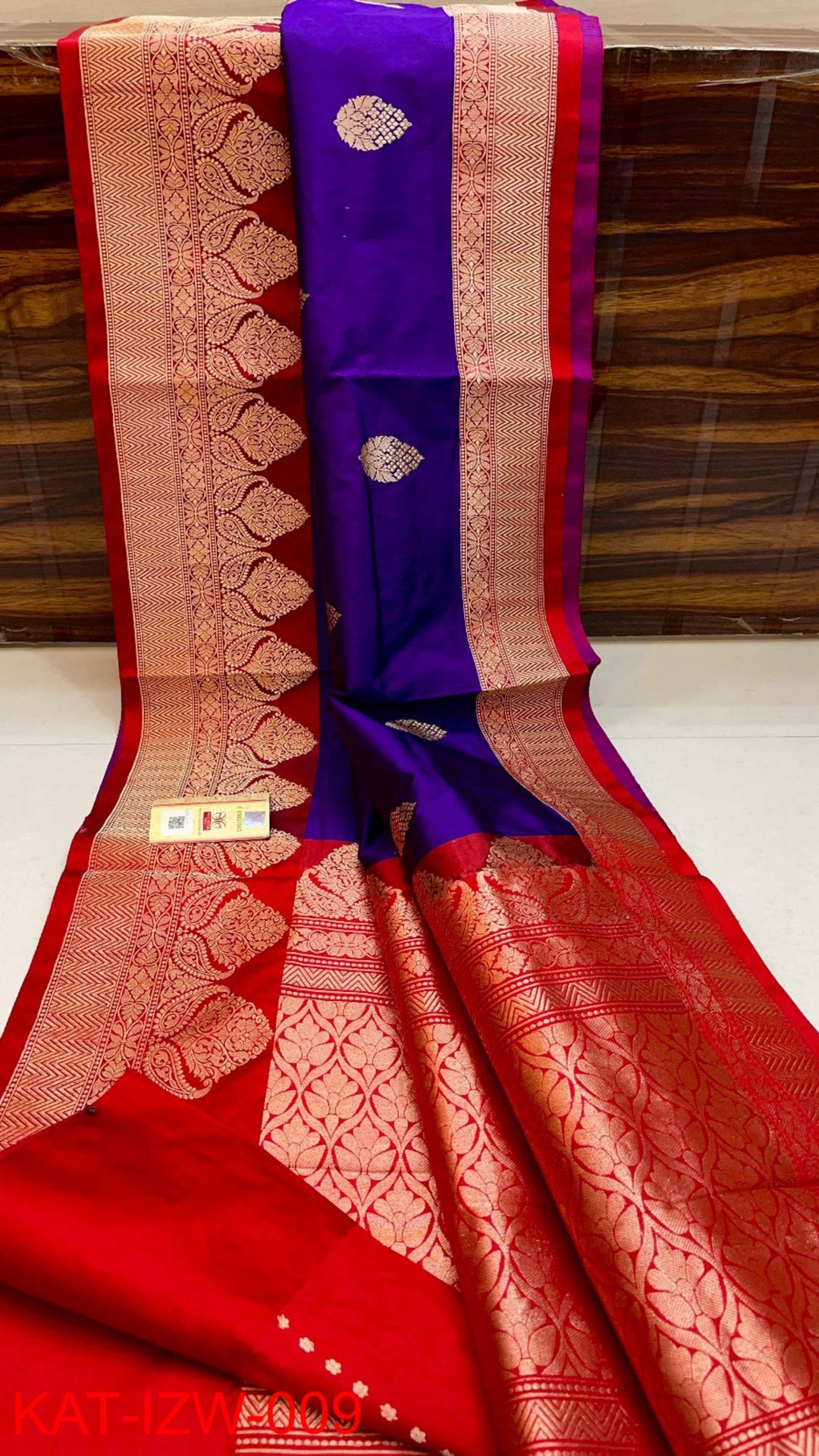 Pure Banarasi Katan Silk Saree With Antique Zari Work.
