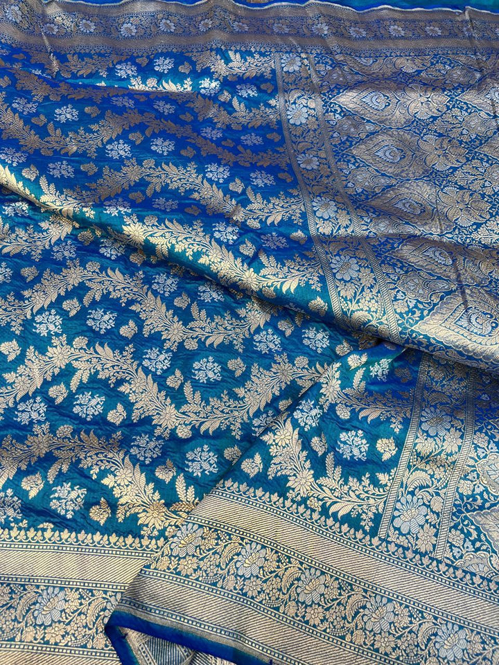 Pure Banarasi Handloom Katan Silk Saree With Beautiful  Zari Work .