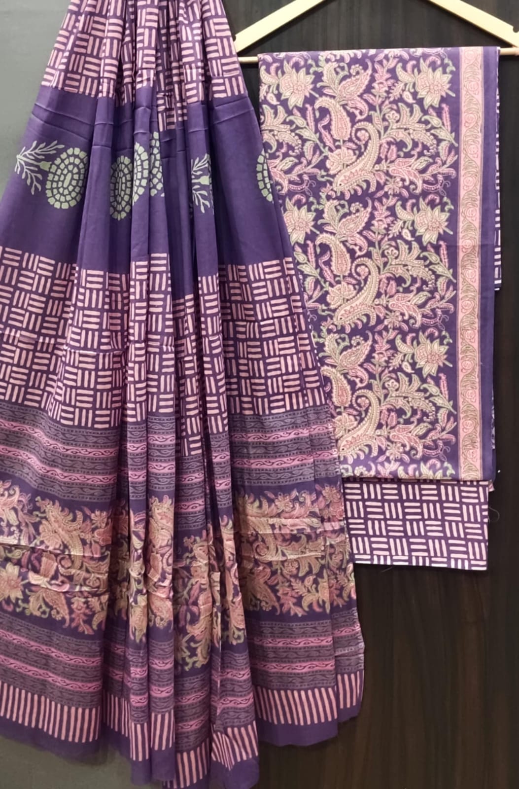 Pure Cotton Hand Block Print Unstitched Suit