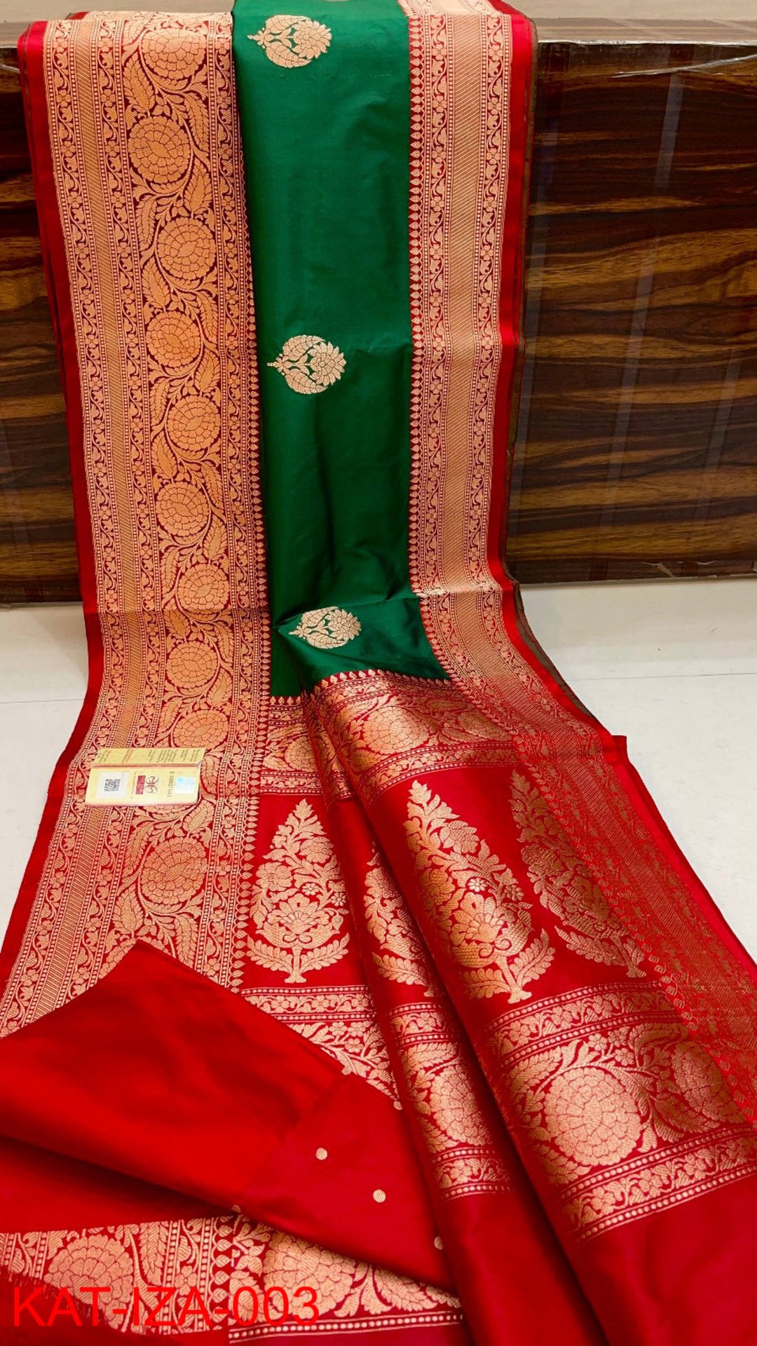 Pure Banarasi Katan Silk Saree With Antique Zari Work.