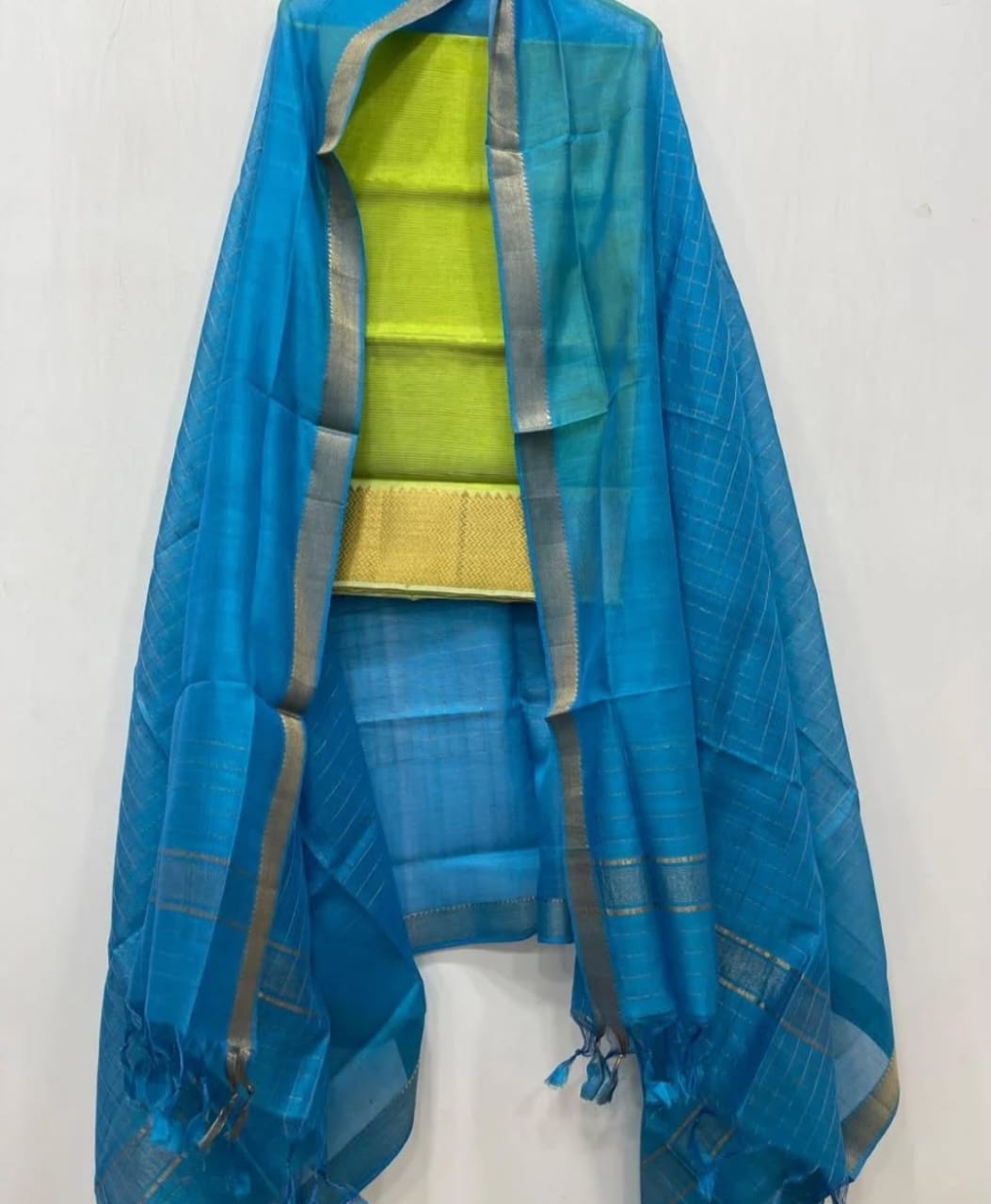 Manglagiri Silk Unstitched Suit .