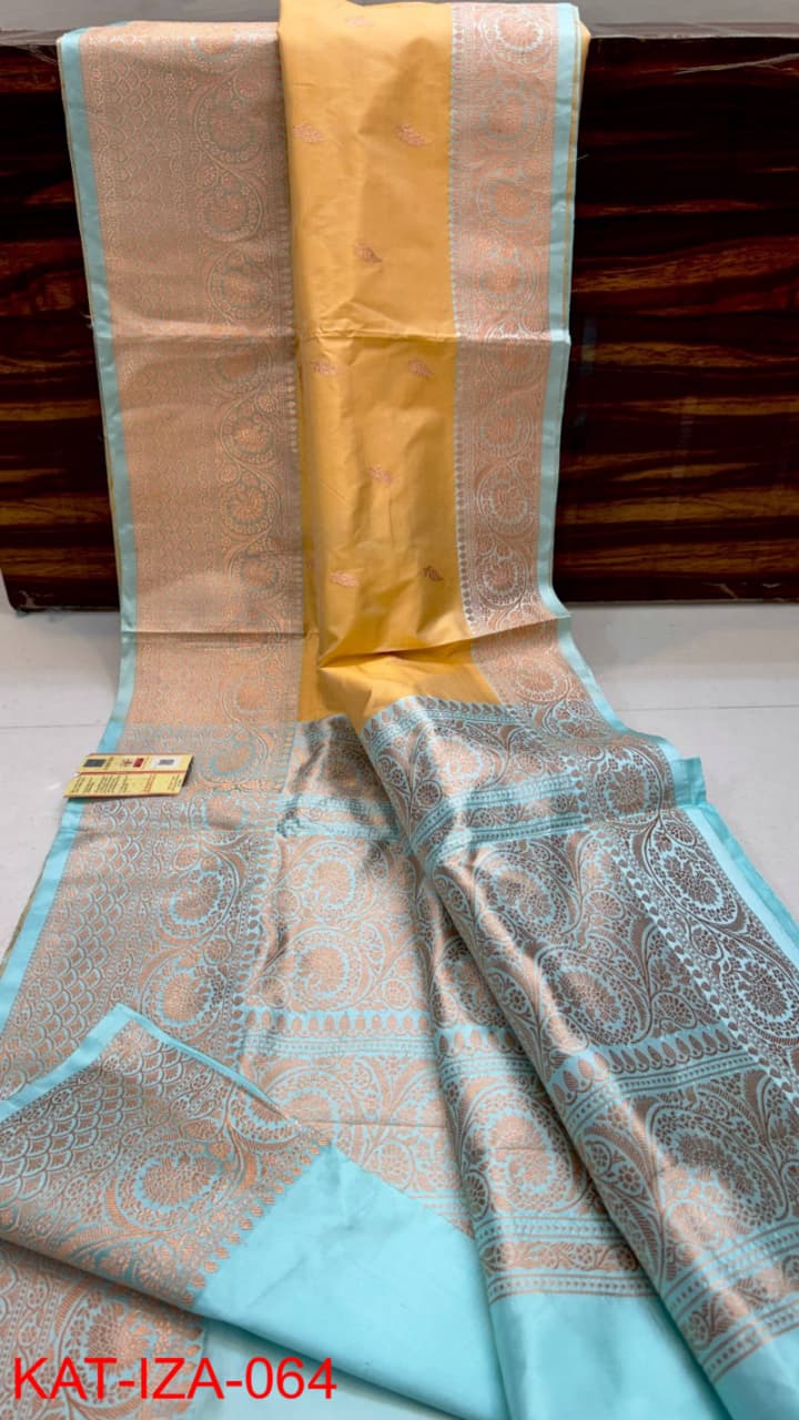 Pure Banarasi Katan Silk Saree With Antique Zari Work .