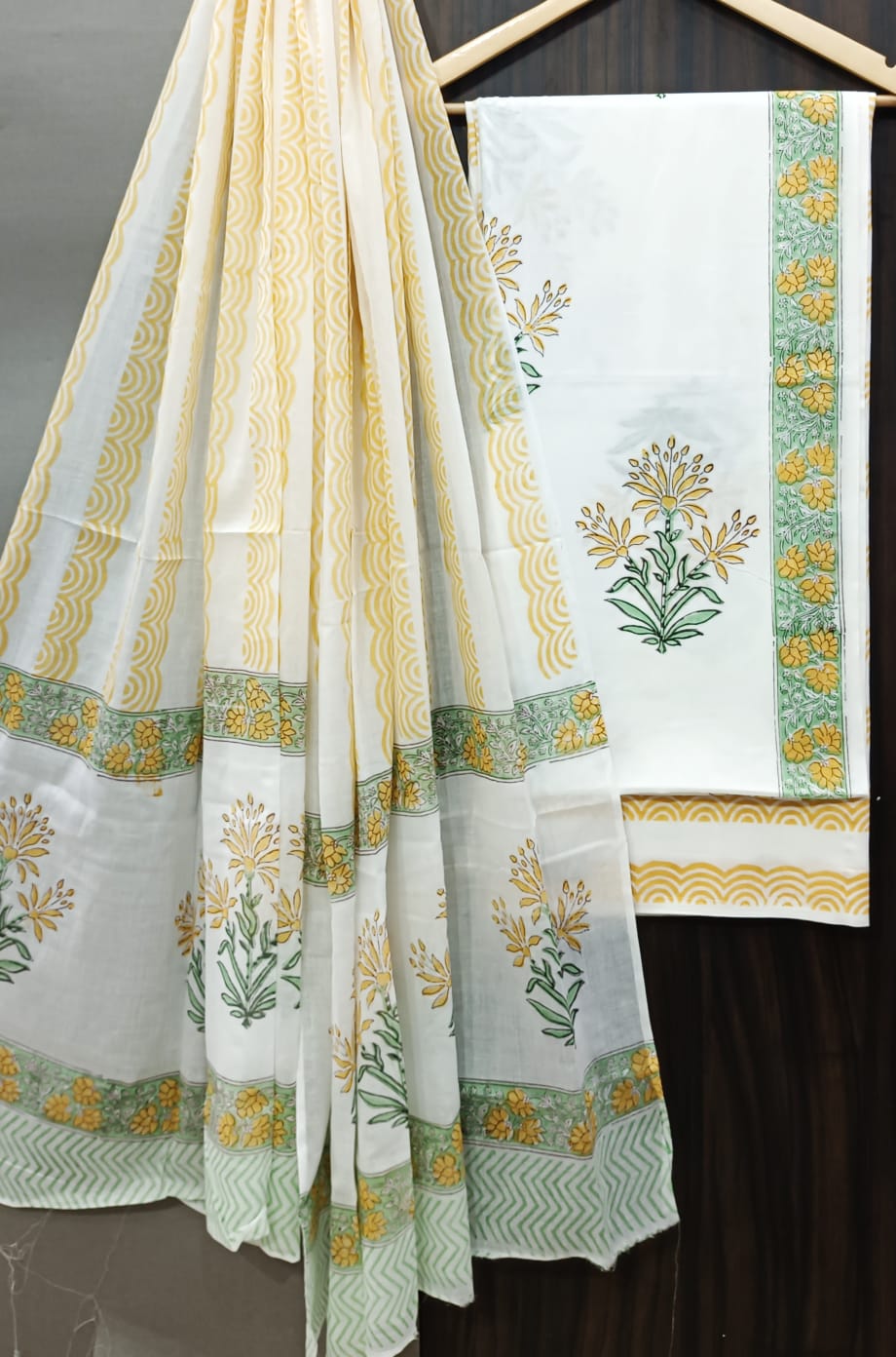 Pure Cotton Hand Block Print Unstitched Suit
