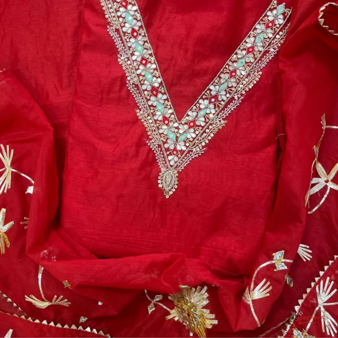 Organza Hand Work Unstitched Suit with Shantoon Bottom