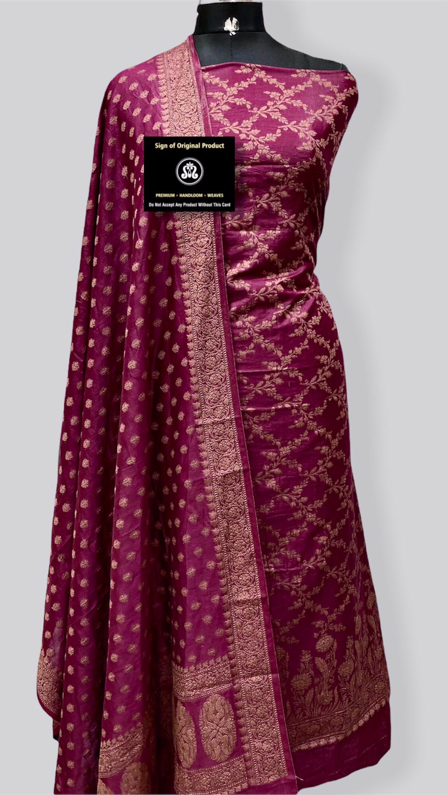 Banarasi Chiniya Silk Zari Work Unstitched Suit With Chiniya Silk Dupatta.