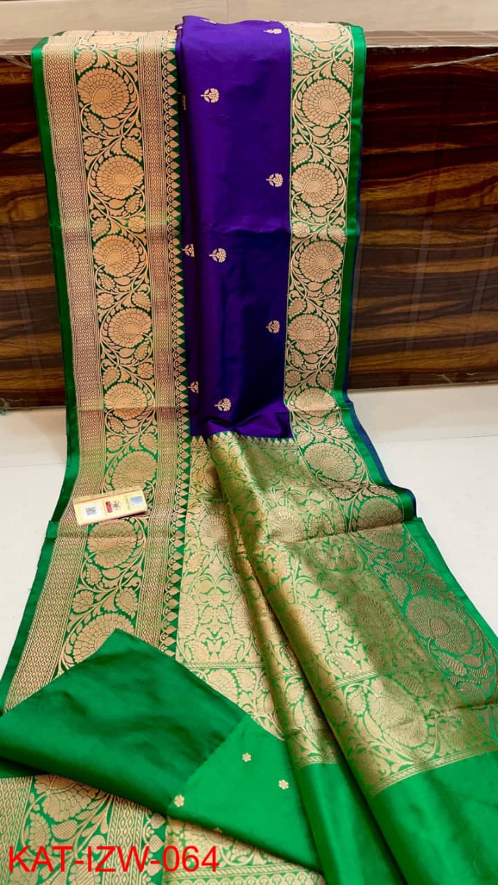 Pure Banarasi Katan Silk Saree With Antique Zari Work .