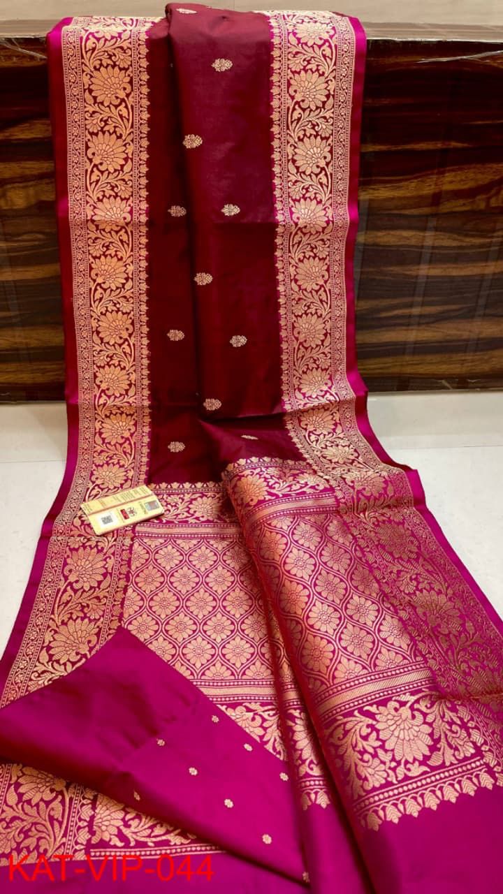 Pure Banarasi Katan Silk Saree With Antique Zari Work .