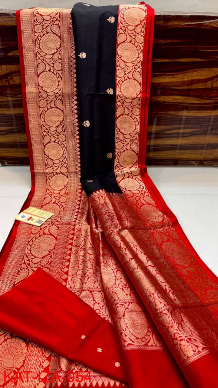 Pure Banarasi Katan Silk Saree With Antique Zari Work .