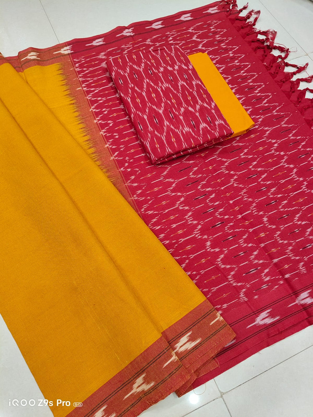 Pure Cotton Ikkat Unstitched Suit.