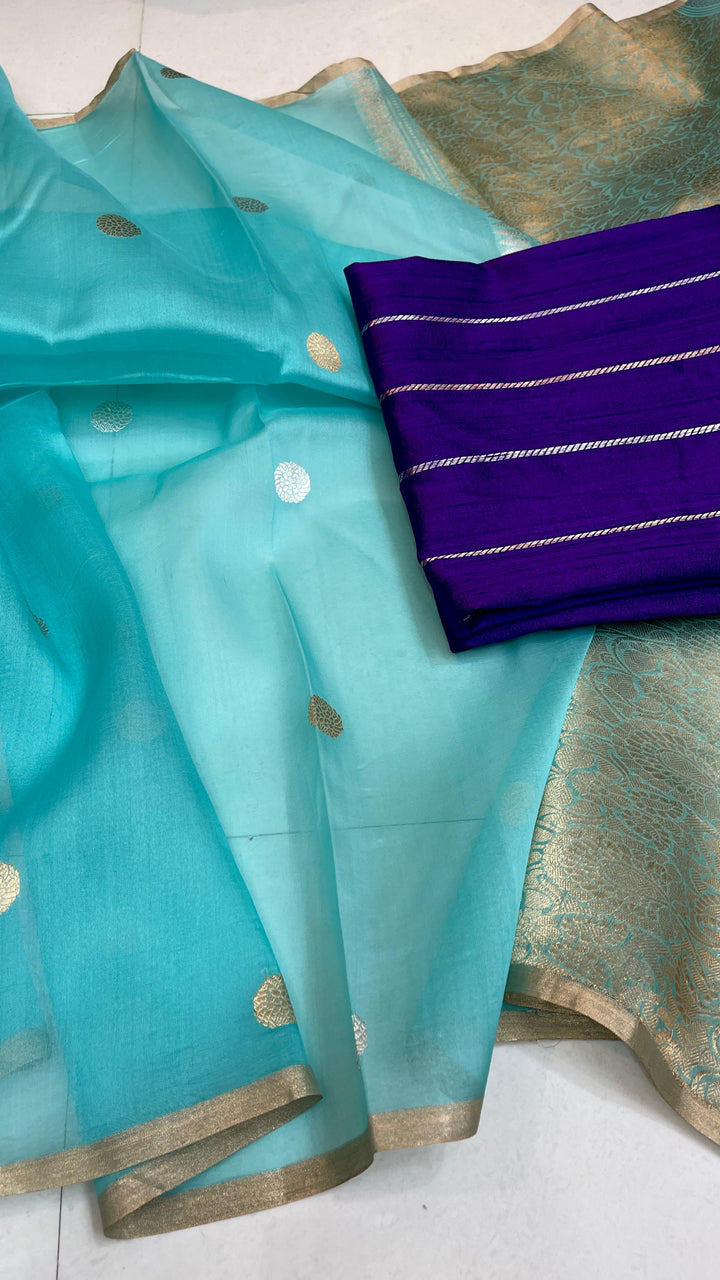 Pure Kora Organza Silk Handloom Zari Work Saree.