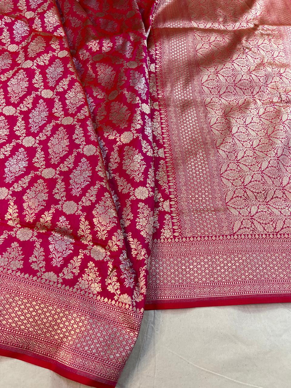 Pure Banarasi Handloom Katan Silk Saree With Beautiful  Zari Work .