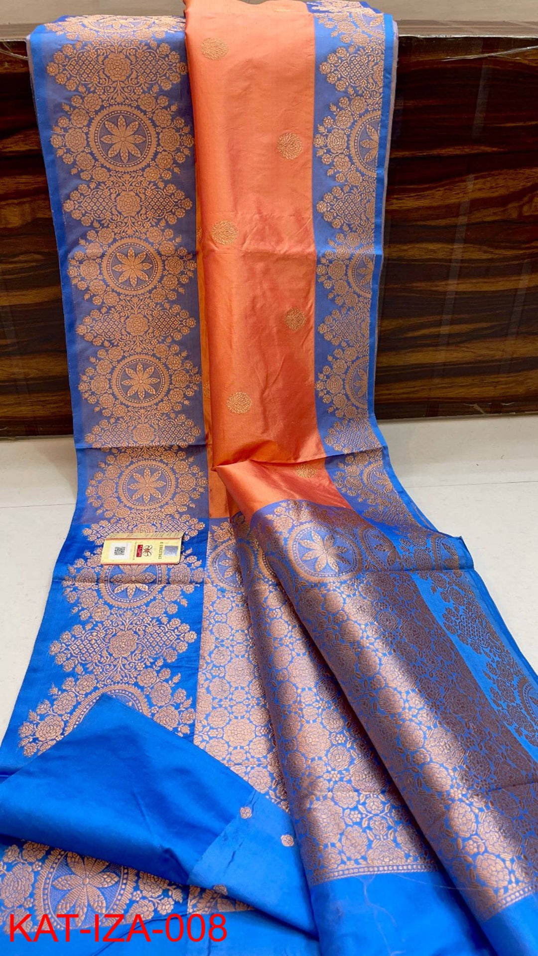 Pure Banarasi Katan Silk Saree With Antique Zari Work.