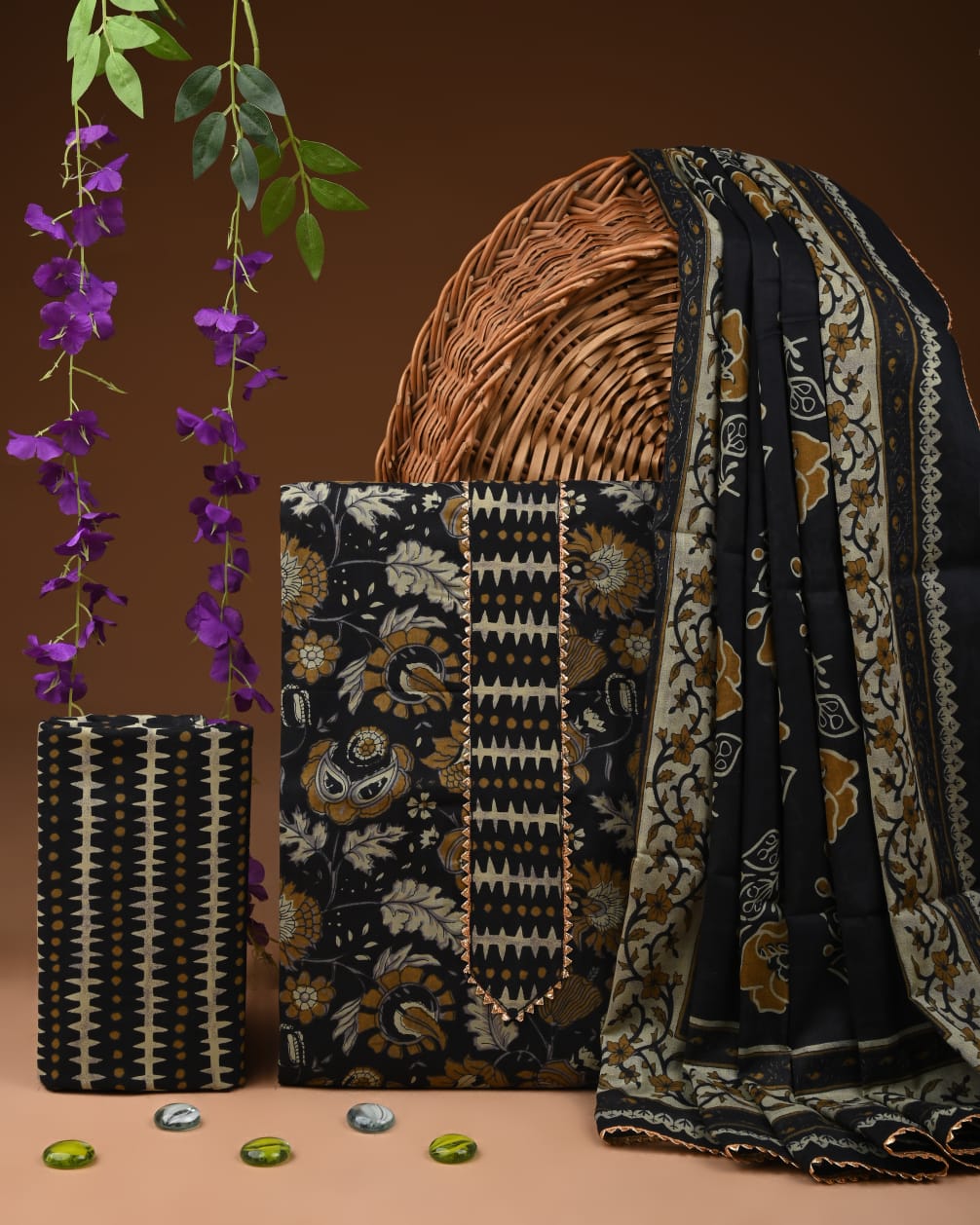 Pure Cotton Gotta patti Work unstitched Suit With Cotton Dupatta.