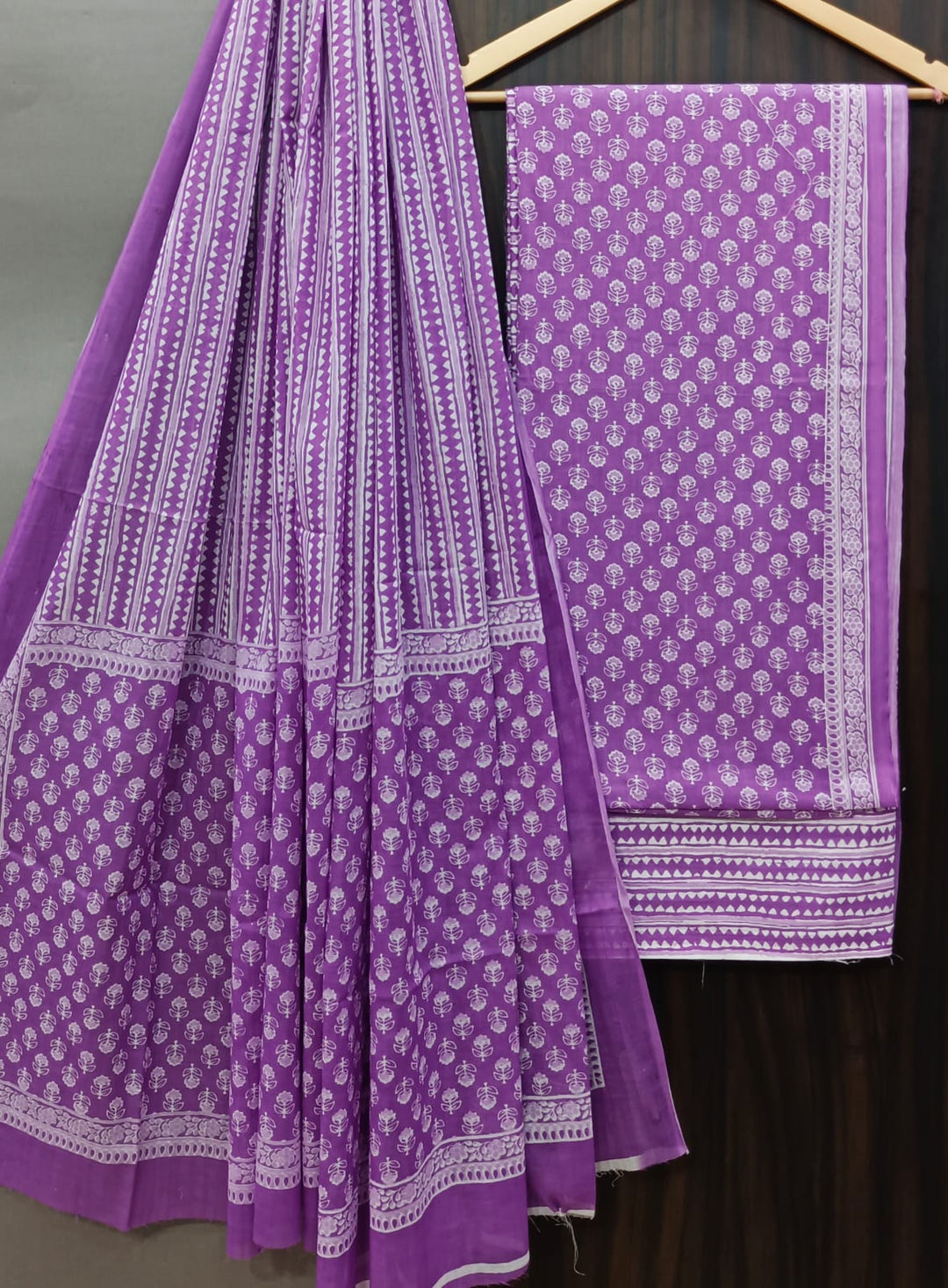 Pure Cotton Hand Block Print Unstitched Suit