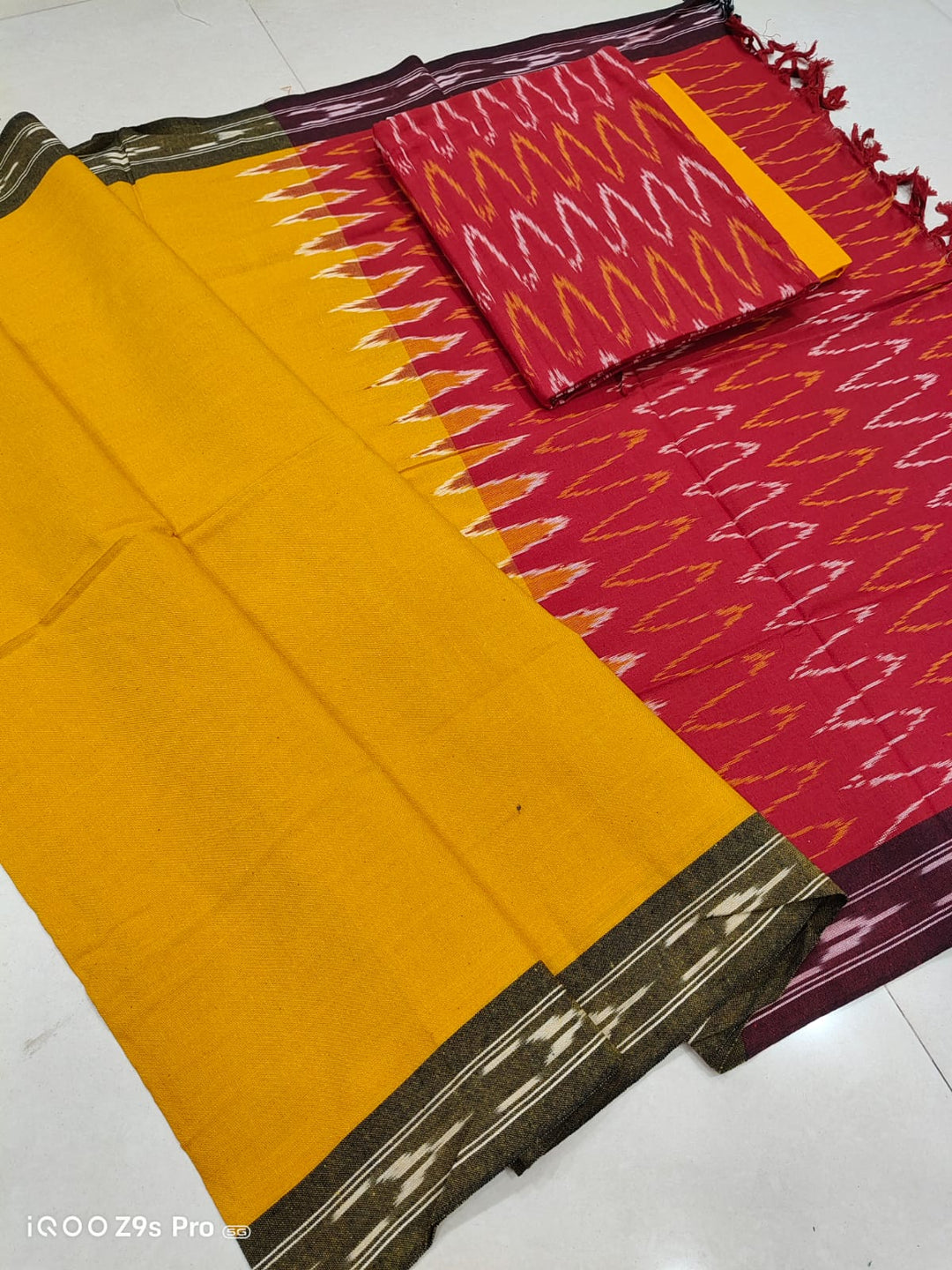 Pure Cotton Ikkat Unstitched Suit.