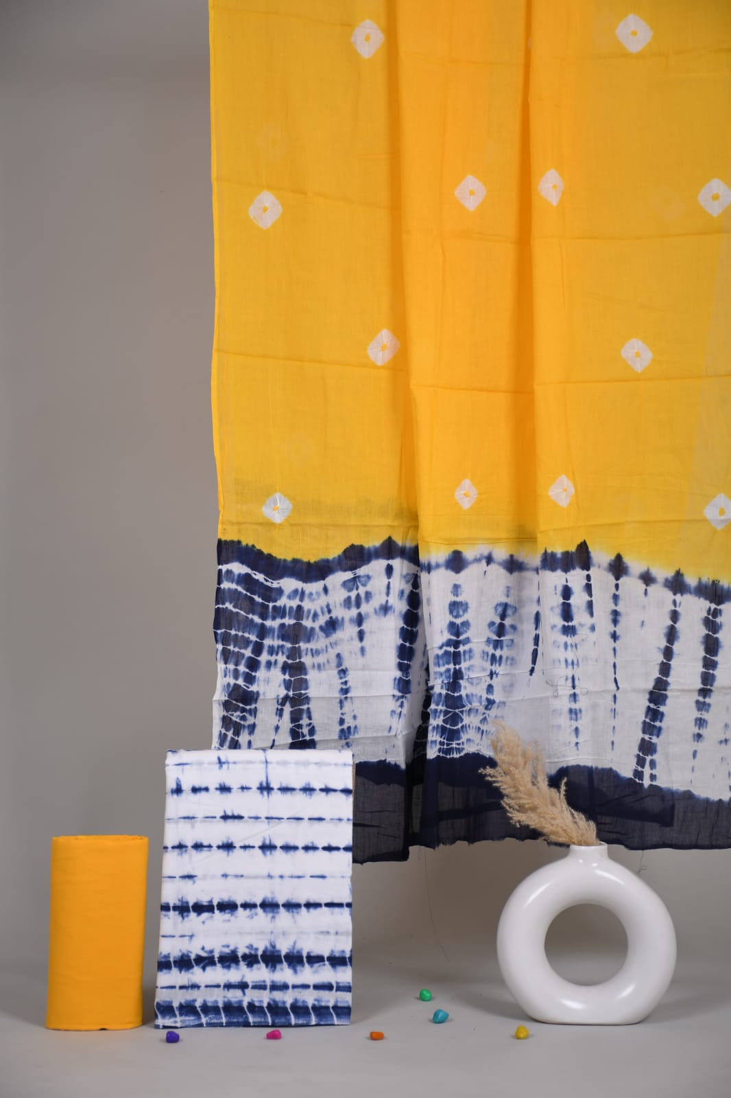 Pure Cotton Hand Block Printed Unstitched Suit Set With Cotton dupatta.