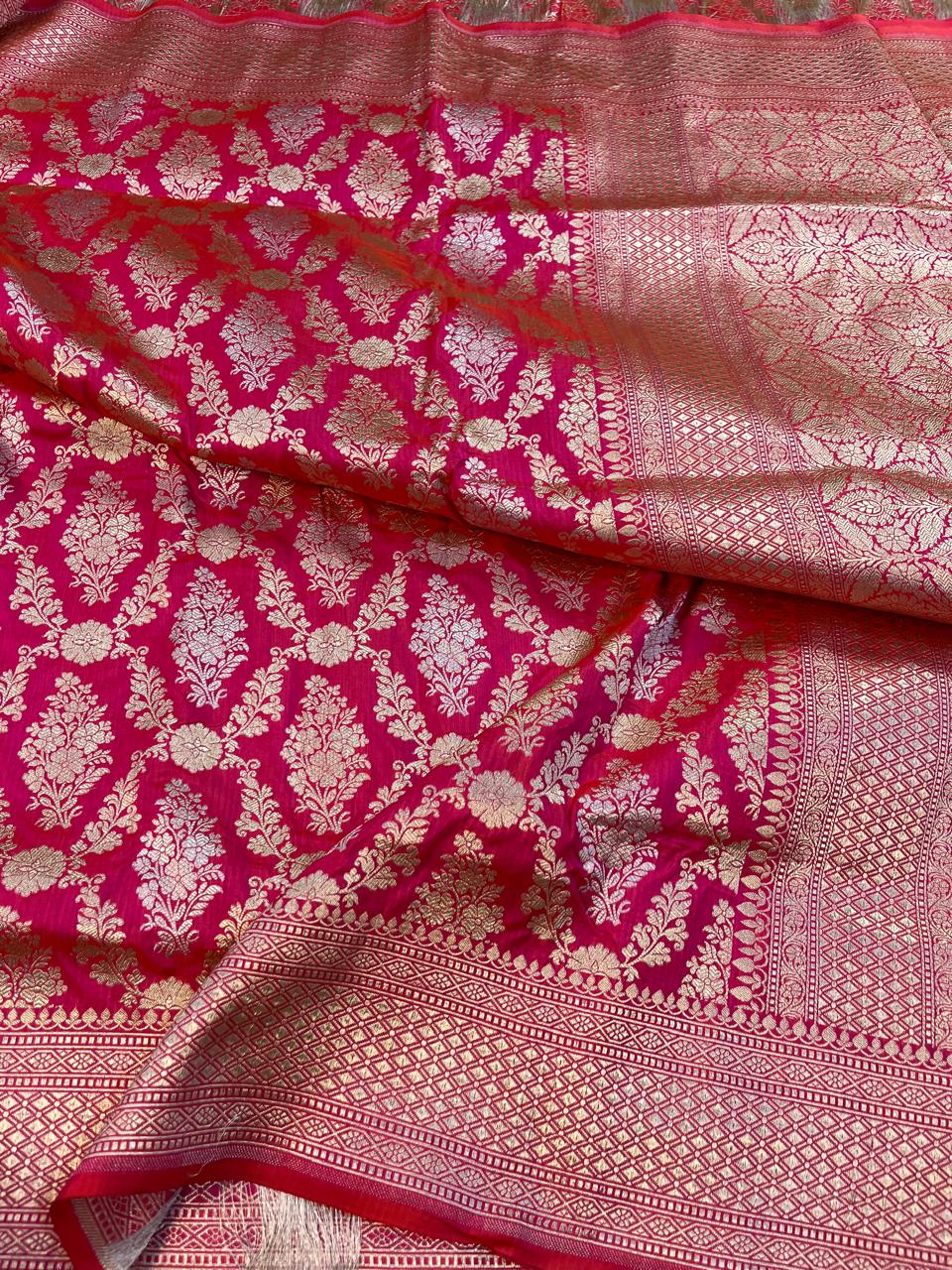 Pure Banarasi Handloom Katan Silk Saree With Beautiful  Zari Work .
