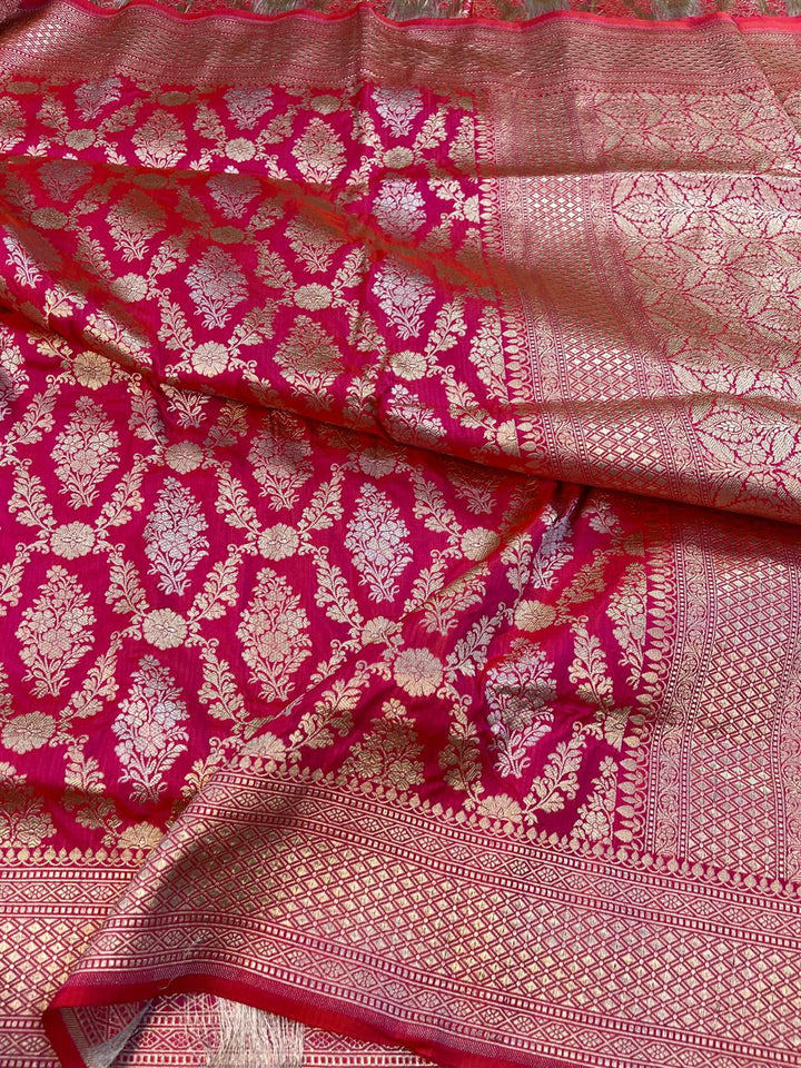 Pure Banarasi Handloom Katan Silk Saree With Beautiful  Zari Work .