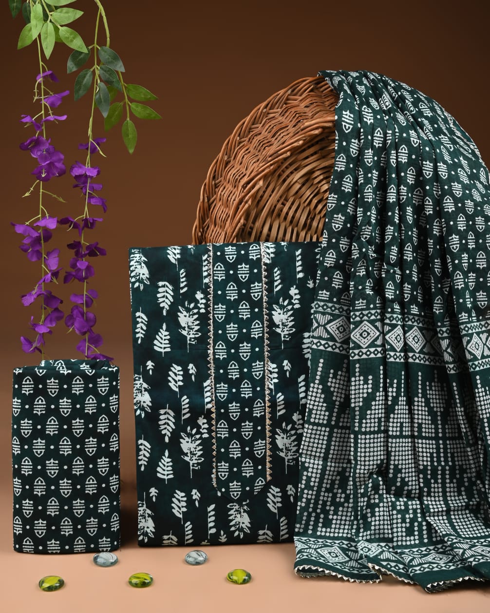 Pure Cotton Gotta patti Work unstitched Suit With Cotton Dupatta.