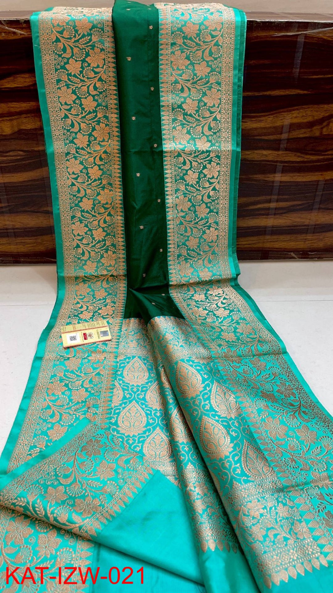 Pure Banarasi Katan Silk Saree With Antique Zari Work.
