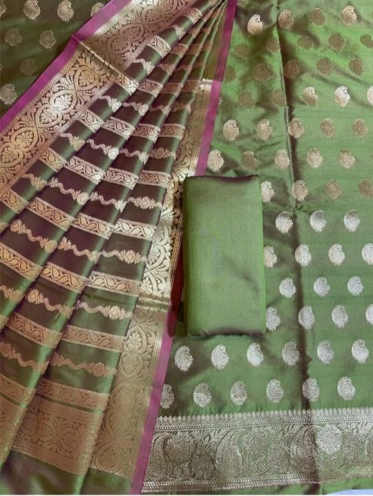 Banarasi Soft Silk Unstitched Suit.