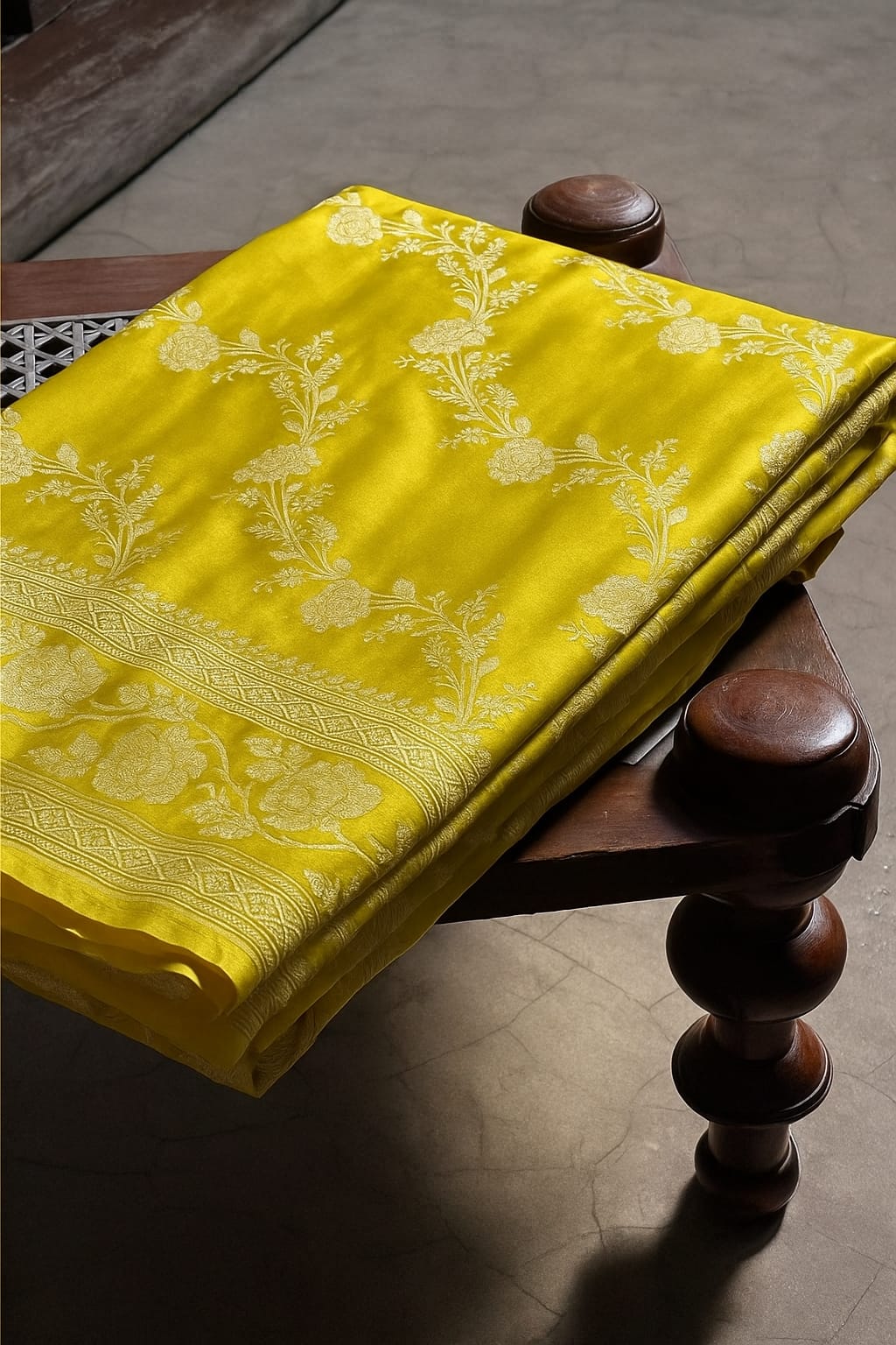 Pure Banarasi Mashru Silk Saree With Zari Work.