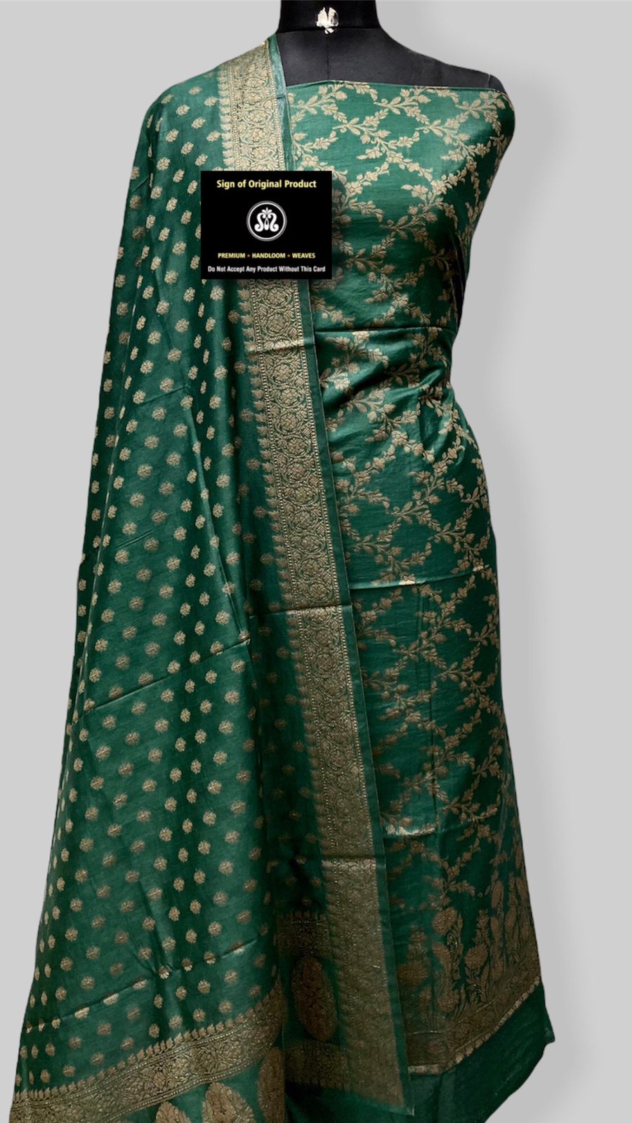 Banarasi Chiniya Silk Zari Work Unstitched Suit With Chiniya Silk Dupatta.