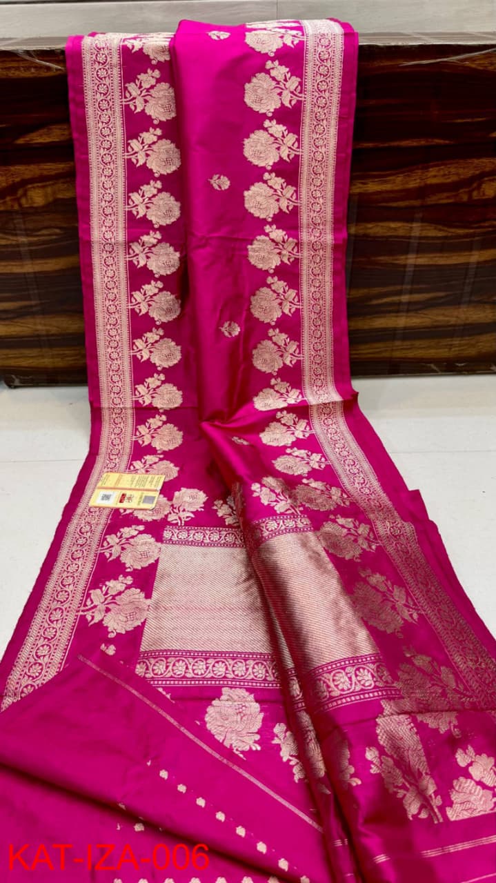 Pure Banarasi Katan Silk Saree With Antique Zari Work .