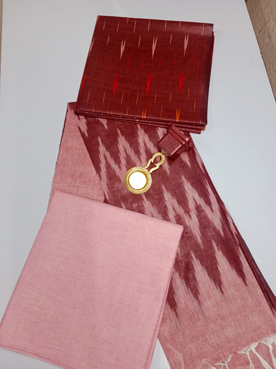 Pure Cotton Ikkat Unstitched Suit.