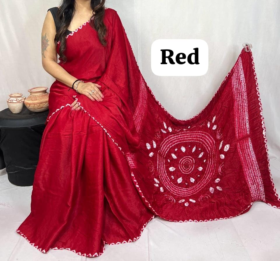 Pure Natural Dyeing Hand Block Print Modal silk saree.