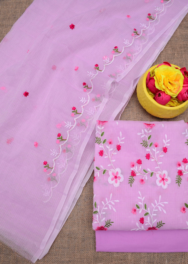 Pure Kota Doriya Embroidered Unstitched Suit With Dupatta