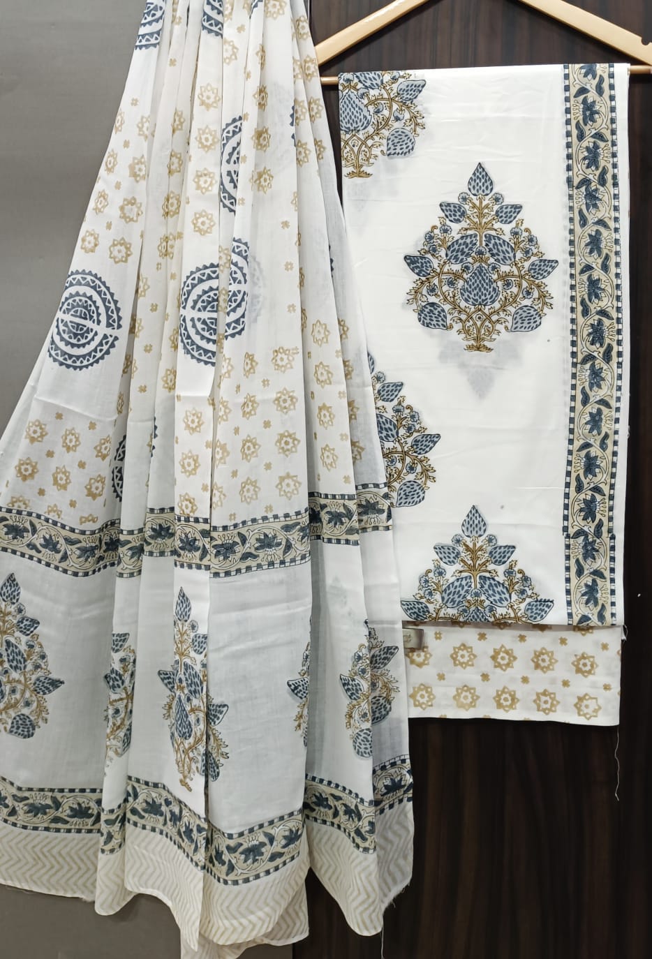 Pure Cotton Hand Block Print Unstitched Suit