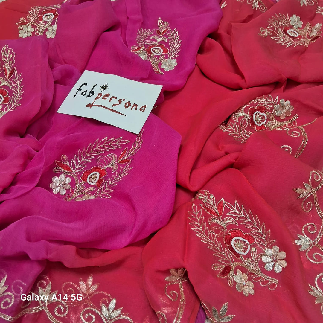 Pure Dimond Chiffon  Hand Work  Saree With blouse