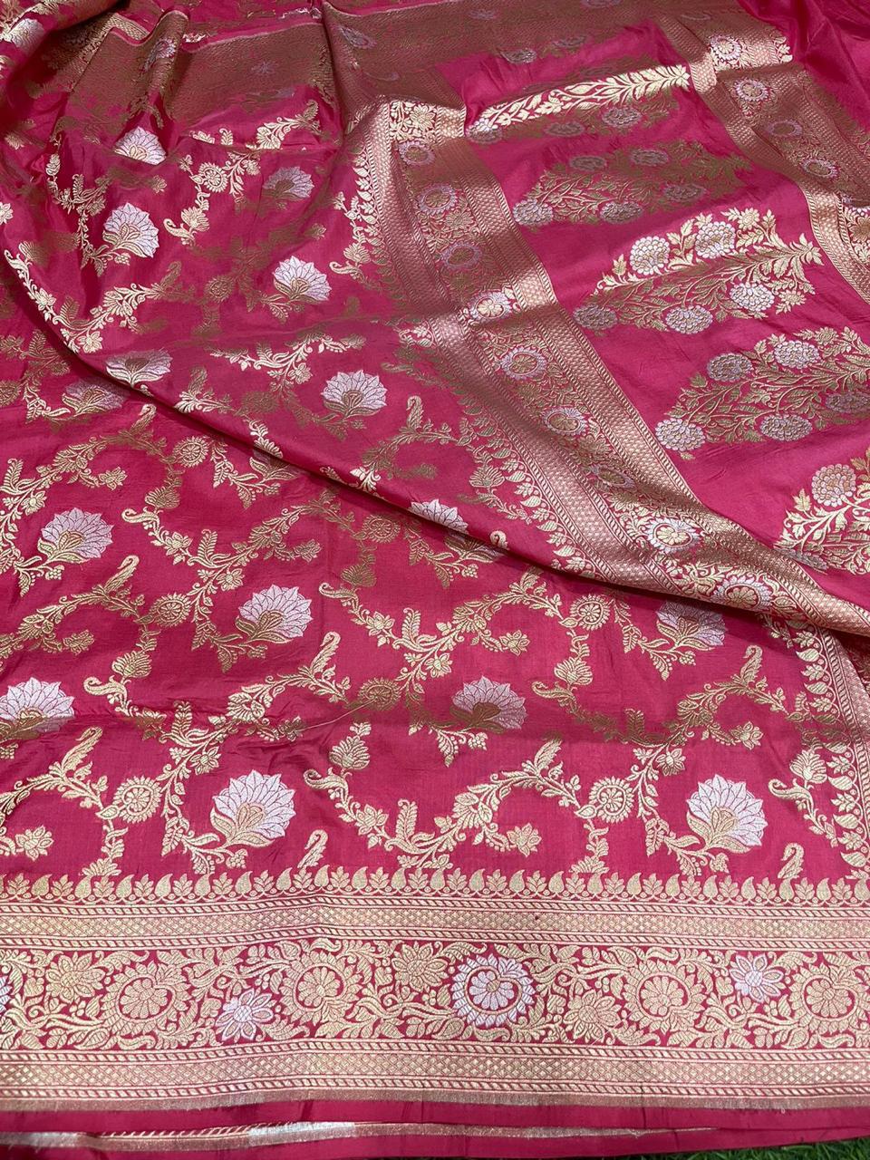 Pure Banarasi Handloom Katan Silk Saree With Beautiful  Zari Work .