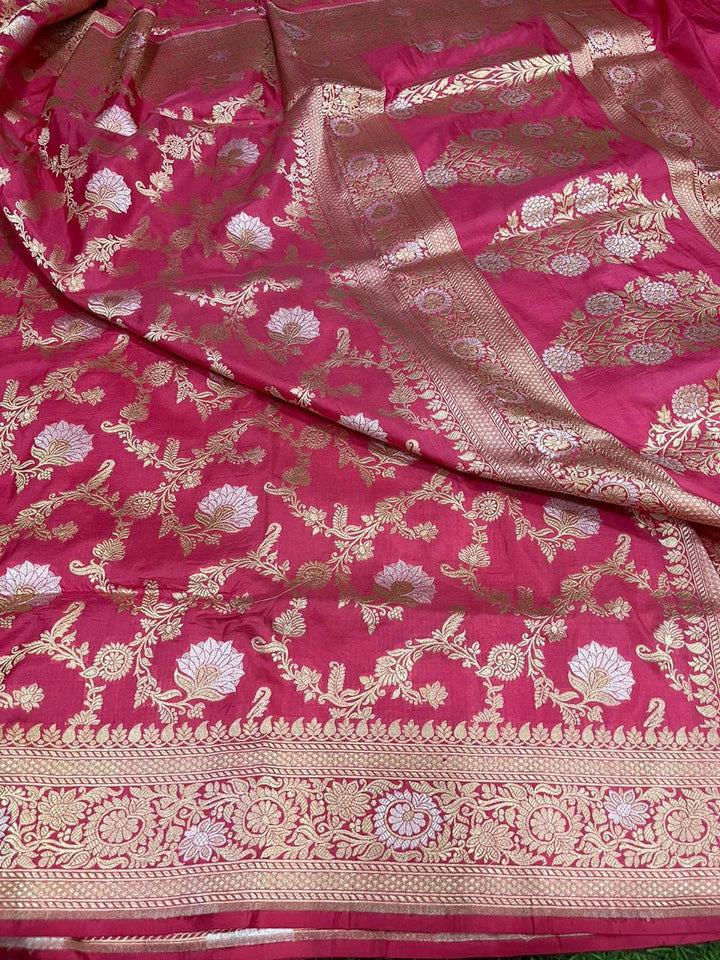 Pure Banarasi Handloom Katan Silk Saree With Beautiful  Zari Work .